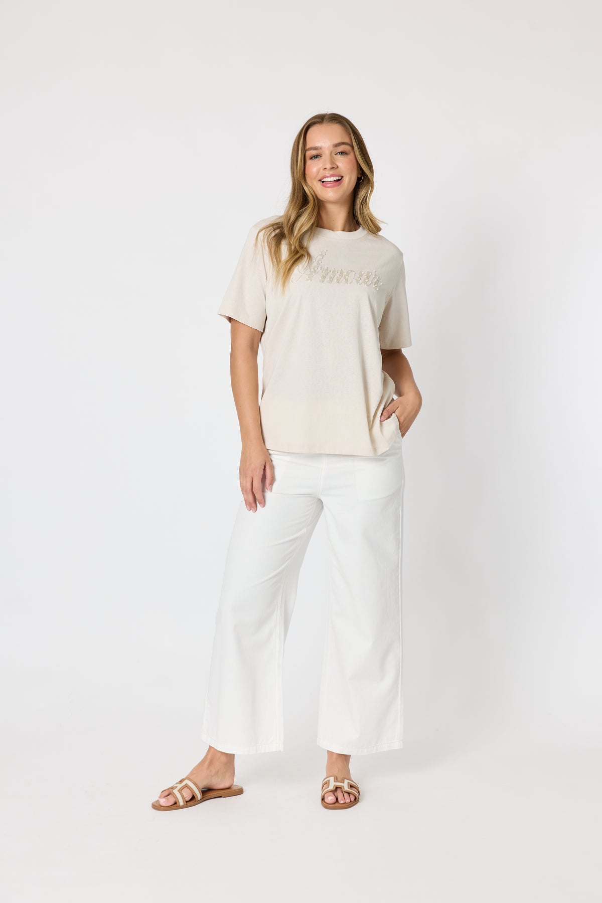 Coastal Wide Leg Jean – Milk — alternate view 2 of 3 | Sonella