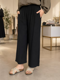 Tina Pants — straight-leg pant in a fluid rayon-polyester blend, with an elastic waist and side pockets | Sonella