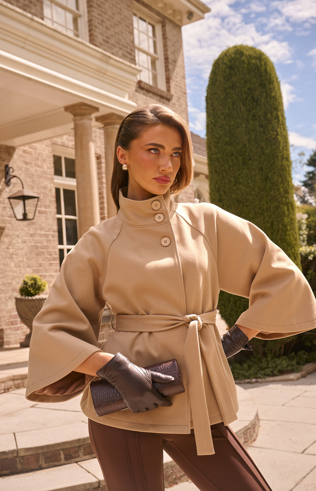 Funnel Neck Cape Coat — alternate view 2 of 3 | Sonella
