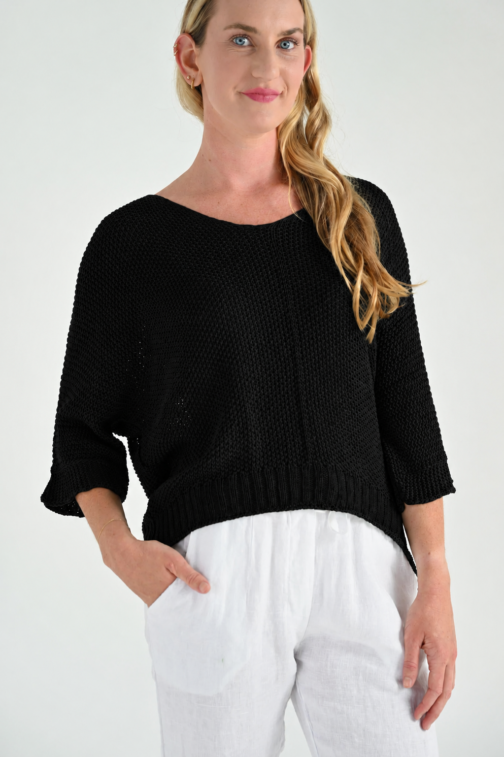 Jean Knit Batwing 3/4 Sleeve Top — alternate view 5 of 5 | Sonella