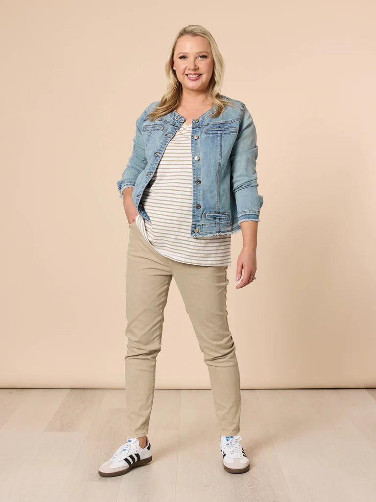 Chicago Jean — high-rise pull-on slim-leg jean in stretch denim, ankle length with five-pocket styling | Sonella