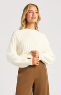 Gradient Cable Knit Jumper — loose gradient cable knit jumper with a round neckline and contrast rib binding at | Sonella
