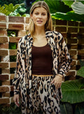 Calhoun Blouse – Leopard Print — oversized leopard-print rayon shirt with a collar | Sonella
