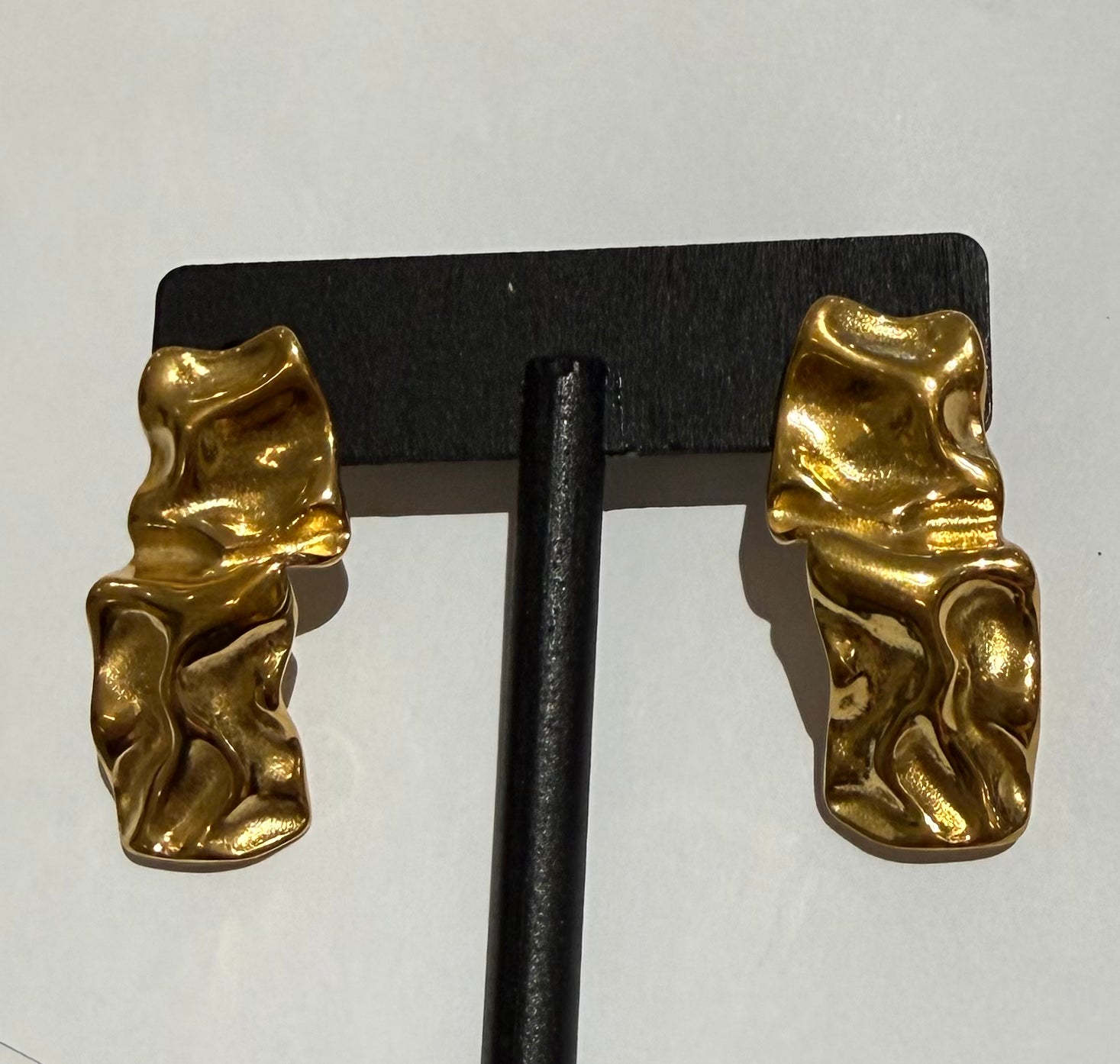 Irregular Drop Earrings — Free-form drop earrings in gold or silver, lightweight and waterproof | Sonella