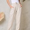 Maya Linen Pant — relaxed full-length straight-leg linen pant with an elastic waistband | Sonella