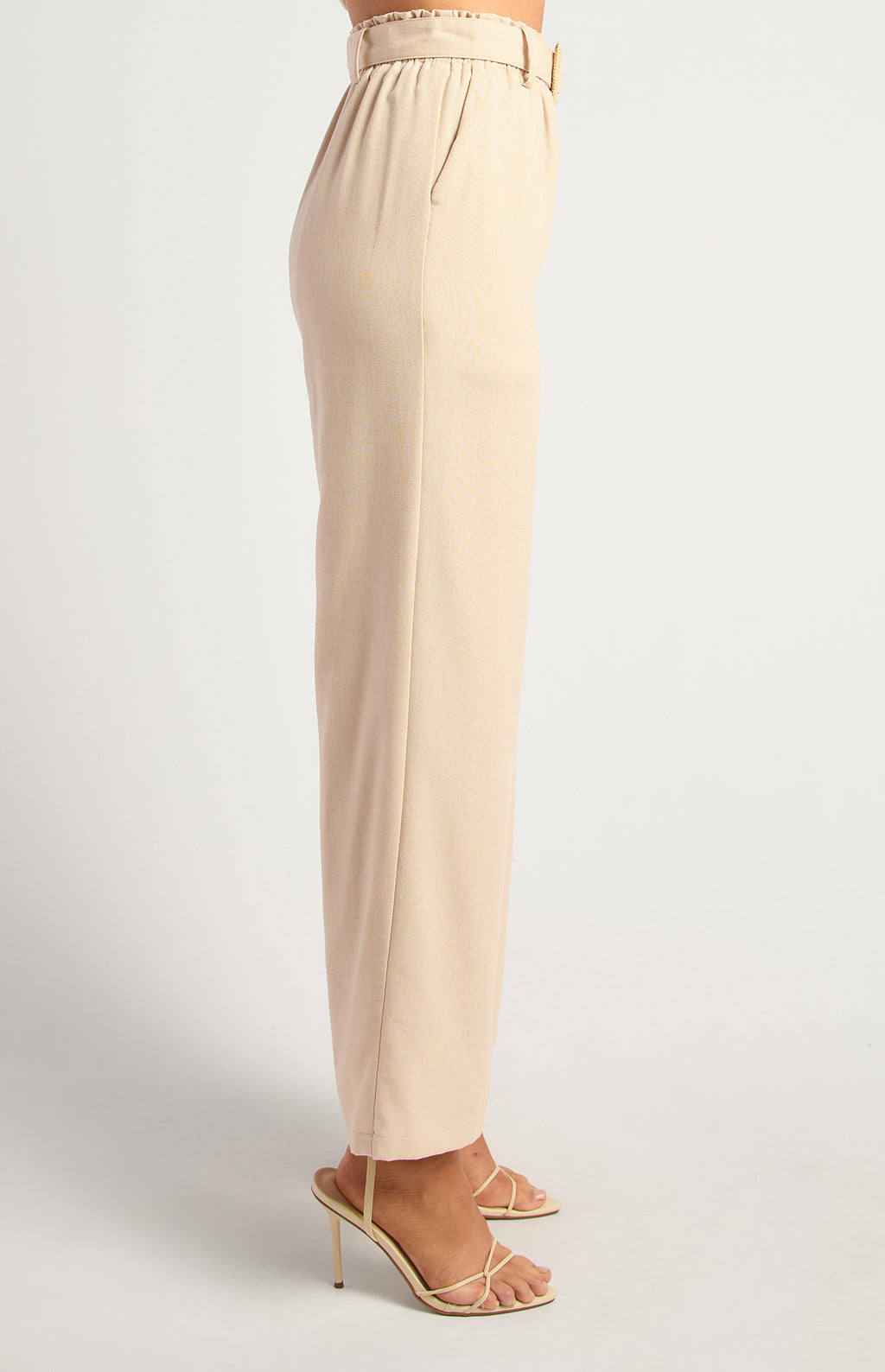 Rattan Buckle Straight Leg Pants Beige — alternate view 3 of 3 | Sonella