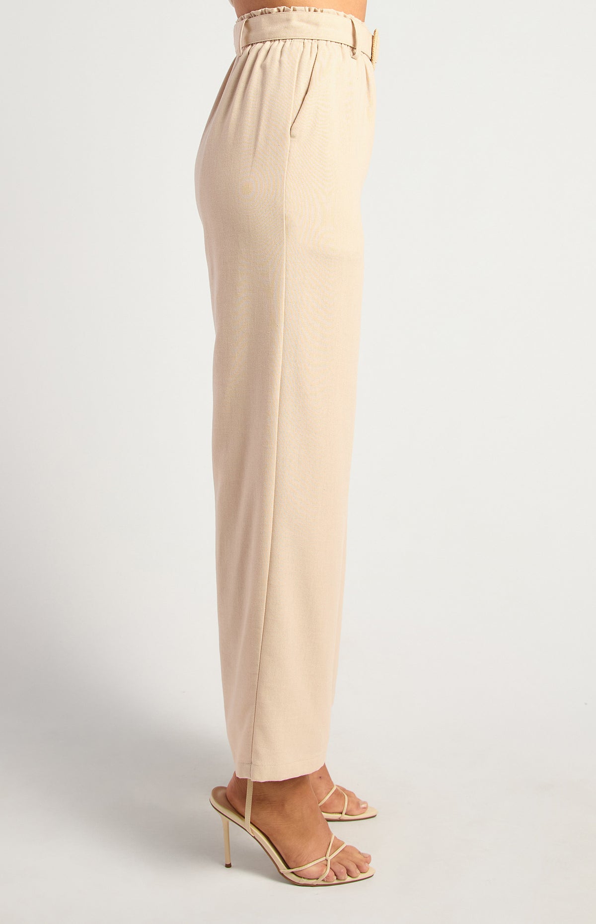 Rattan Buckle Straight Leg Pants Beige — alternate view 3 of 3 | Sonella