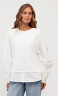 Layered Tee – Off White — relaxed off white tee with a layered panel detail | Sonella