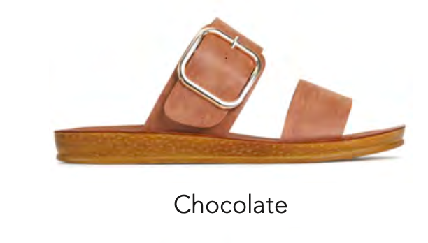 Doti Slip-On Sandal Chocolate — slip-on open-toe sandal with a flexible sole and built-in arch support. Black | Sonella