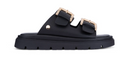 Toledo Slide — two-strap slide sandal with gold buckles | Sonella