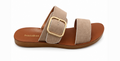 Doti Sandal Taupe White Trim — slip-on open-toe sandal with a flexible sole and built-in arch support. Black | Sonella