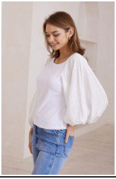 Puffy Sleeve White Top — alternate view 2 of 4 | Sonella