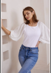 Puffy Sleeve White Top — alternate view 4 of 4 | Sonella