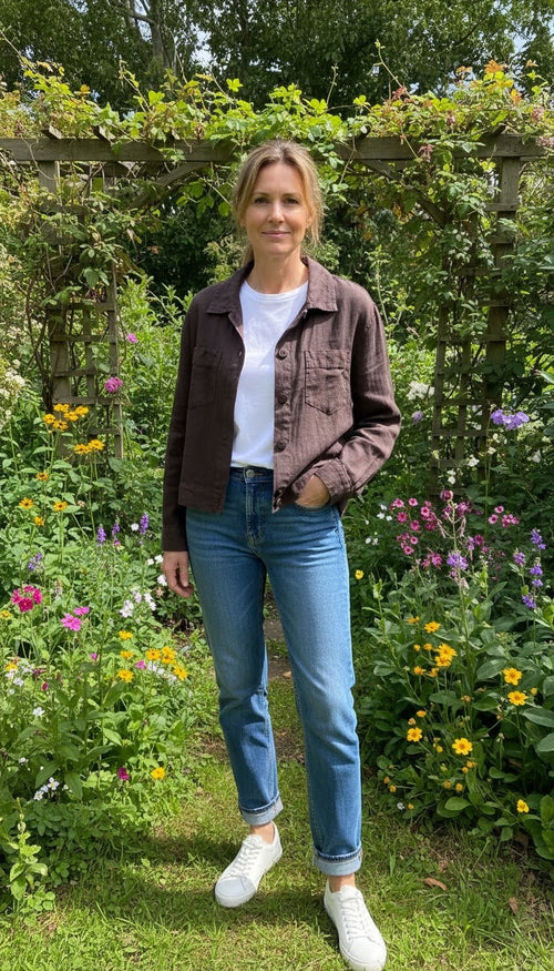 Beth Linen Jacket – Chocolate — alternate view 2 of 2 | Sonella