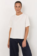 Orion Cotton Tee in white – front view, classic relaxed fit women's cotton tee | Sonella